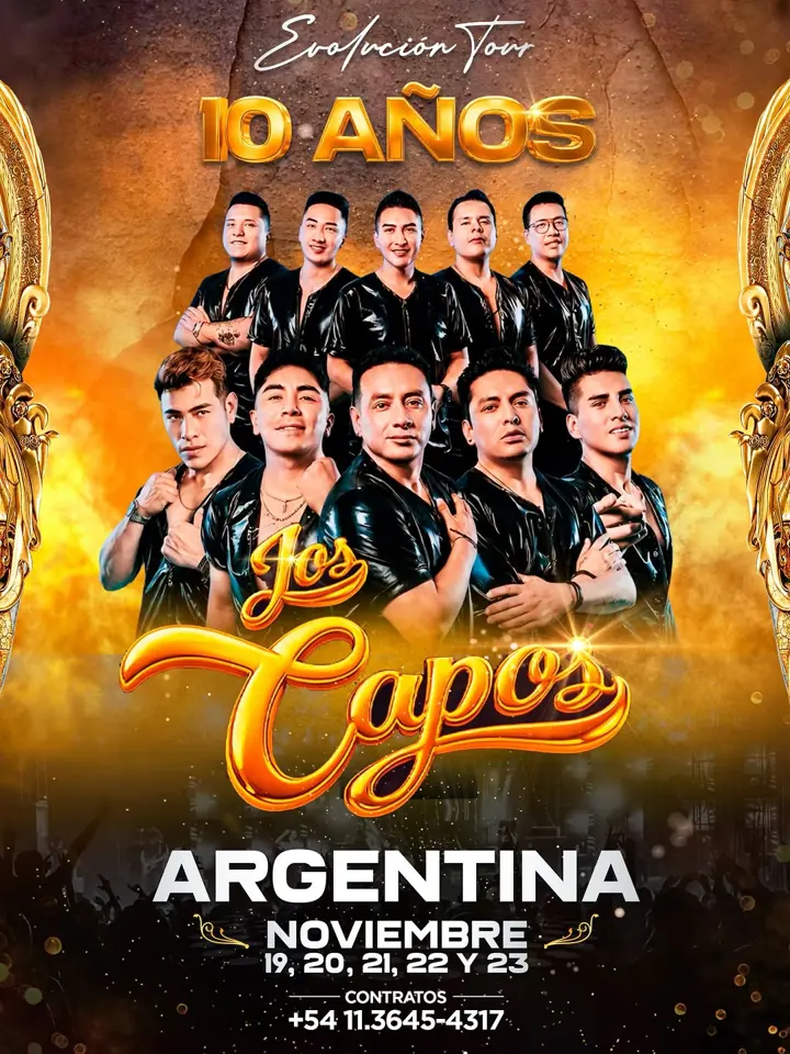 Afiche de Los Capos, Evolución Tour 10 años en Argentina