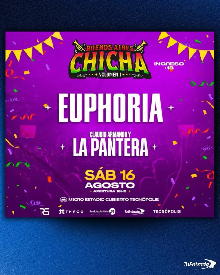 Afiche de Buenos Aires Chicha Volumen I con Euphoria y Claudio Armando y La Pantera